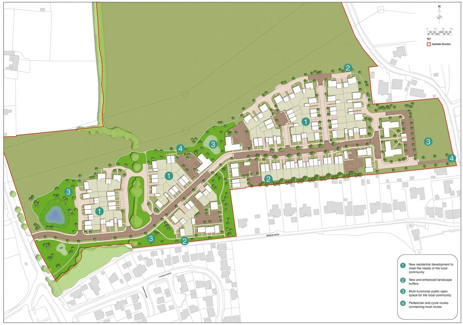Site Masterplan for Land South of Five Heads Road, Horndean. Planning Application