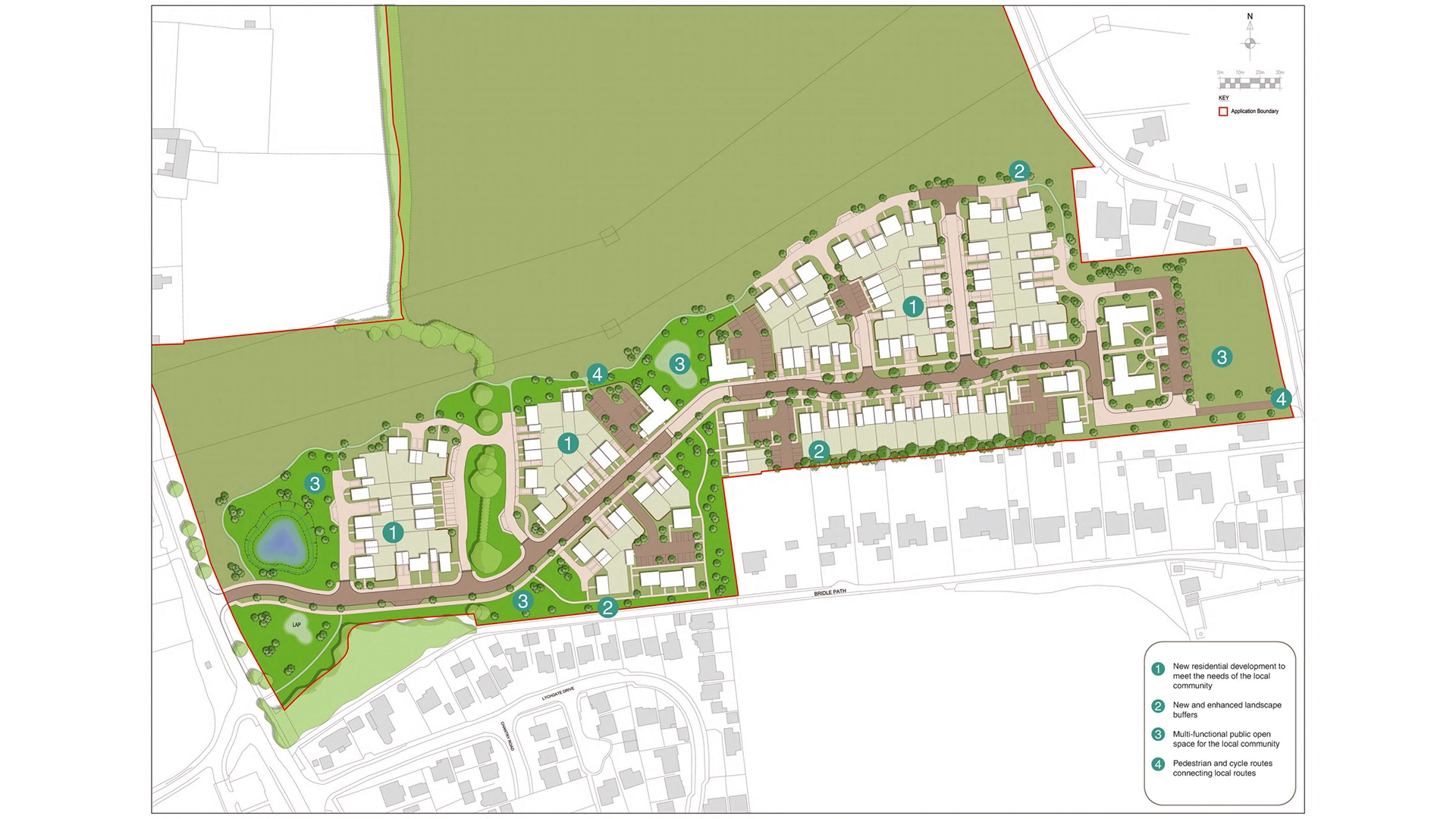 Site Masterplan for Land South of Five Heads Road, Horndean. Planning Application