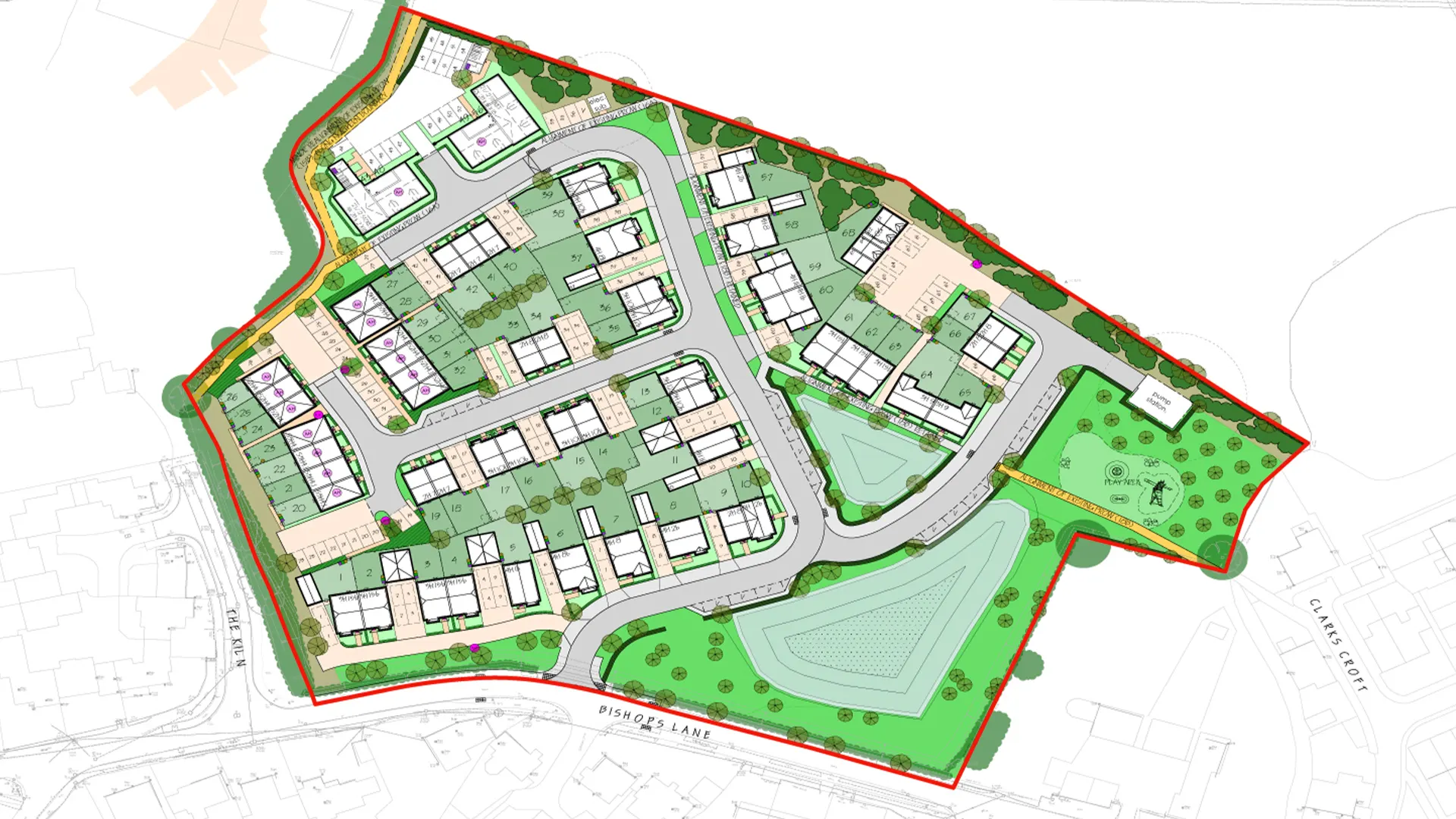 Site layout plan for Bishops Lane, Ringmer.